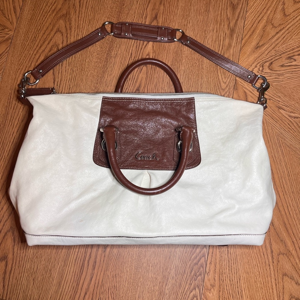 Coach White and Brown Tote Bag